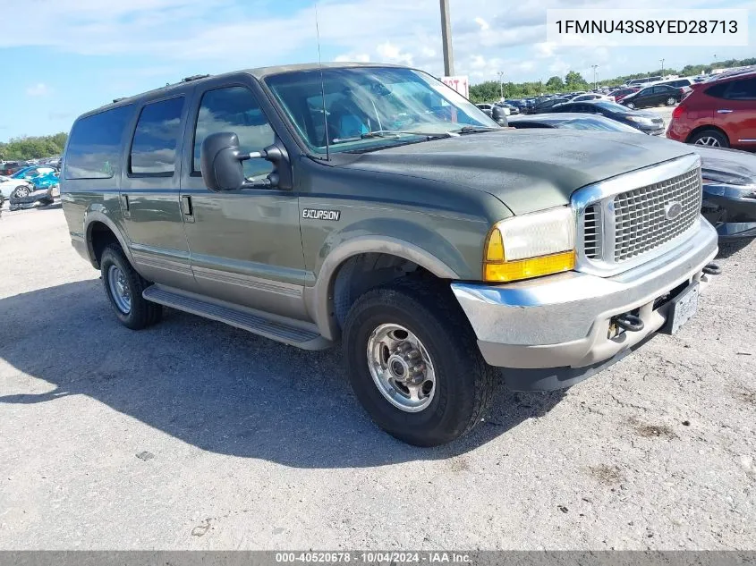 2000 Ford Excursion Limited VIN: 1FMNU43S8YED28713 Lot: 40520678