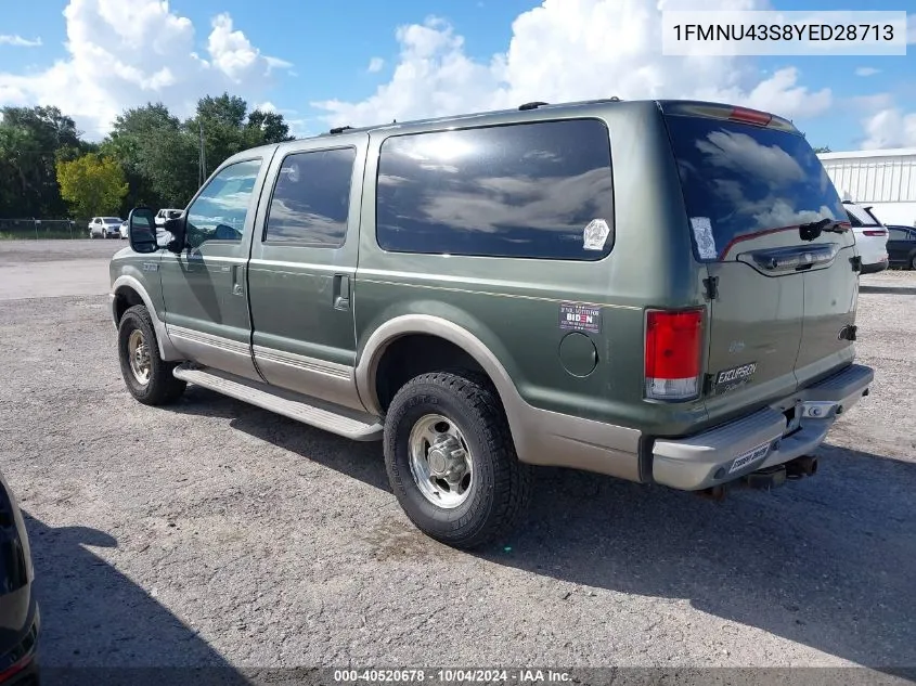 2000 Ford Excursion Limited VIN: 1FMNU43S8YED28713 Lot: 40520678