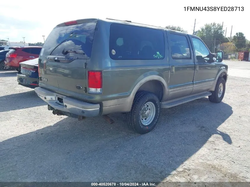 2000 Ford Excursion Limited VIN: 1FMNU43S8YED28713 Lot: 40520678