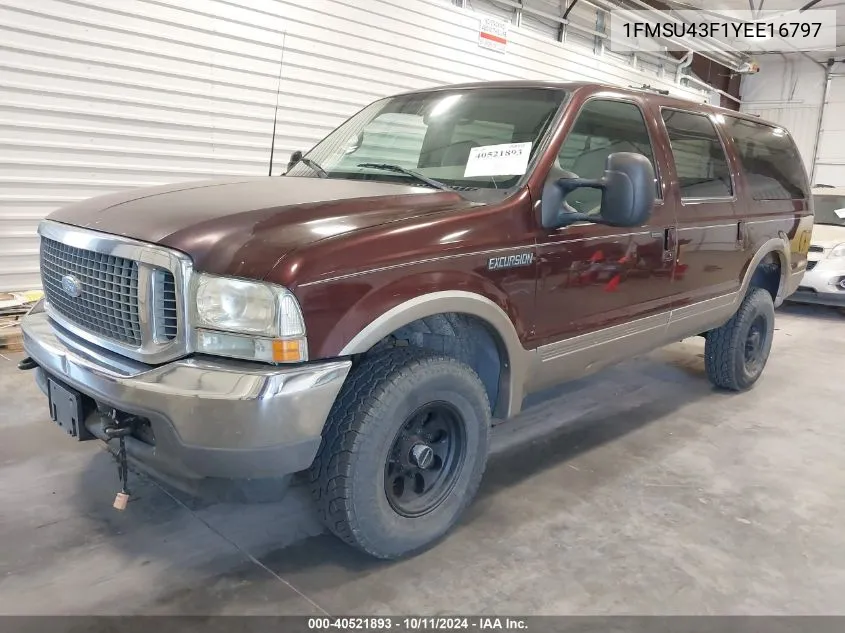 2000 Ford Excursion Limited VIN: 1FMSU43F1YEE16797 Lot: 40521893