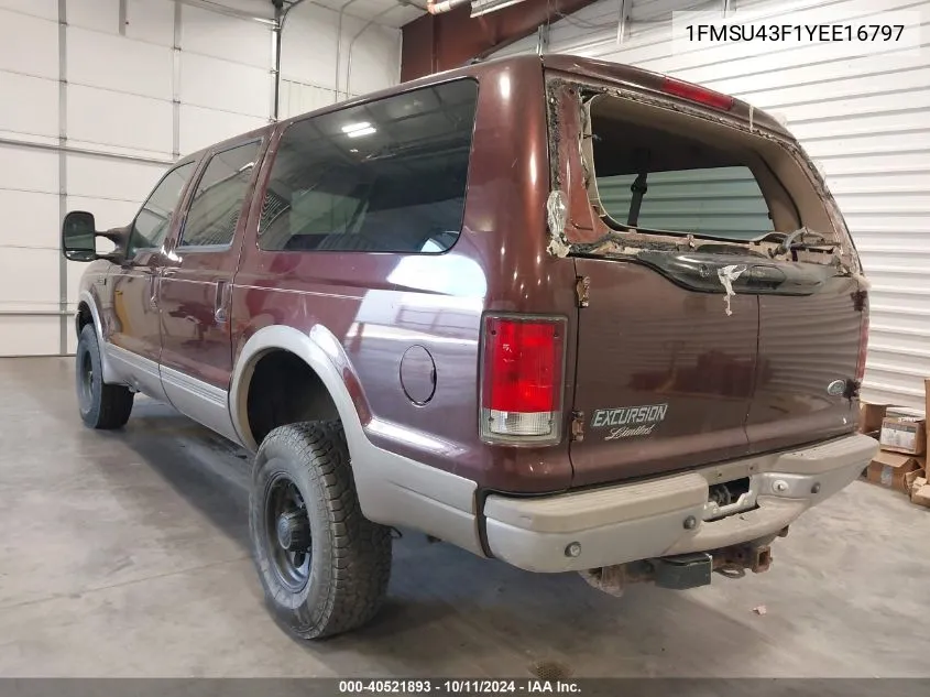 2000 Ford Excursion Limited VIN: 1FMSU43F1YEE16797 Lot: 40521893