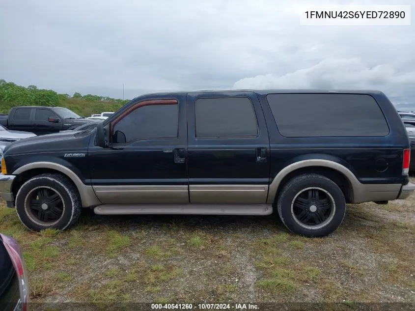 2000 Ford Excursion Limited VIN: 1FMNU42S6YED72890 Lot: 40541260