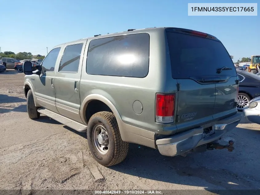 2000 Ford Excursion Limited VIN: 1FMNU43S5YEC17665 Lot: 40542649