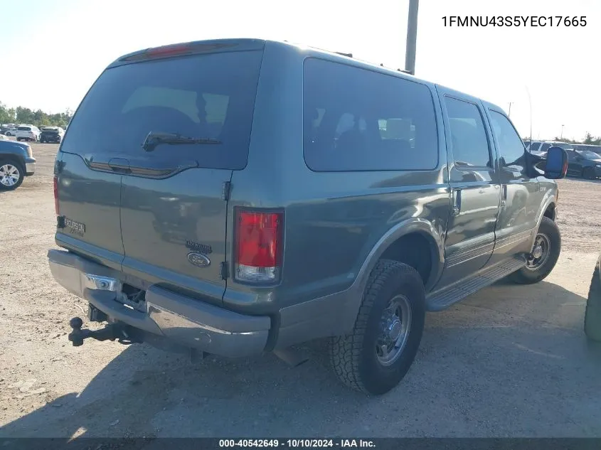 2000 Ford Excursion Limited VIN: 1FMNU43S5YEC17665 Lot: 40542649