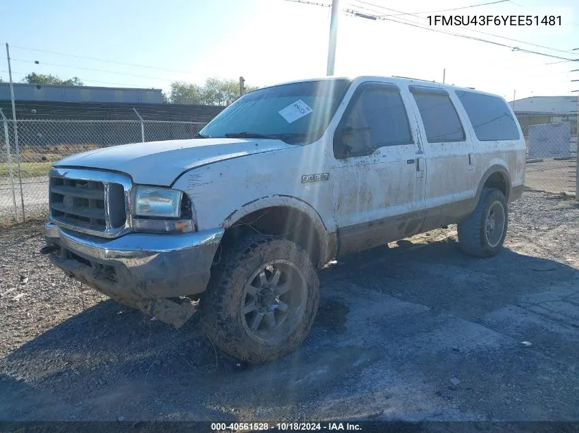 2000 Ford Excursion Limited VIN: 1FMSU43F6YEE51481 Lot: 40561528