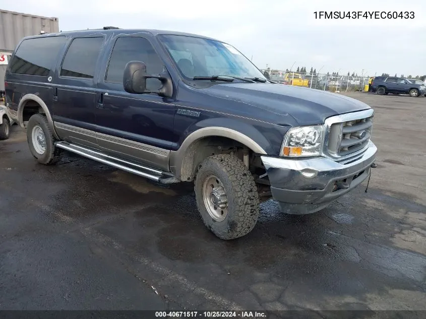 2000 Ford Excursion Limited VIN: 1FMSU43F4YEC60433 Lot: 40671517