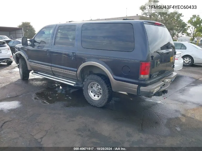 2000 Ford Excursion Limited VIN: 1FMSU43F4YEC60433 Lot: 40671517