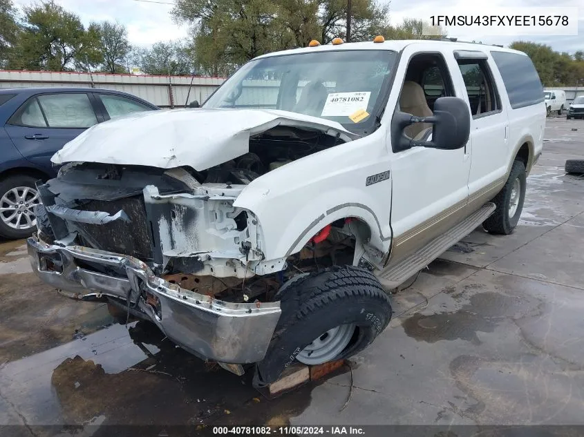 2000 Ford Excursion Limited VIN: 1FMSU43FXYEE15678 Lot: 40781082