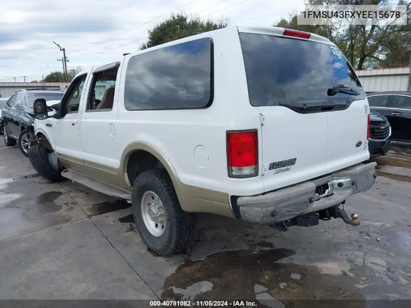 2000 Ford Excursion Limited VIN: 1FMSU43FXYEE15678 Lot: 40781082