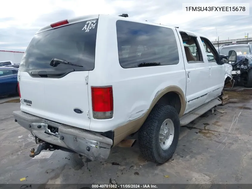 2000 Ford Excursion Limited VIN: 1FMSU43FXYEE15678 Lot: 40781082