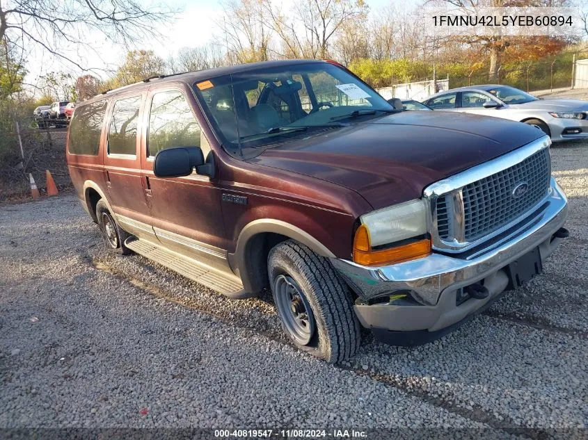 2000 Ford Excursion Limited VIN: 1FMNU42L5YEB60894 Lot: 40819547