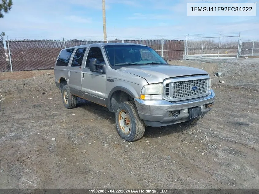 2002 Ford Excursion VIN: 1FMSU41F92EC84222 Lot: 11982083