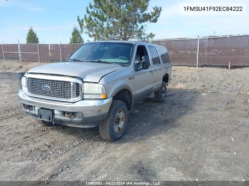 2002 Ford Excursion VIN: 1FMSU41F92EC84222 Lot: 11982083