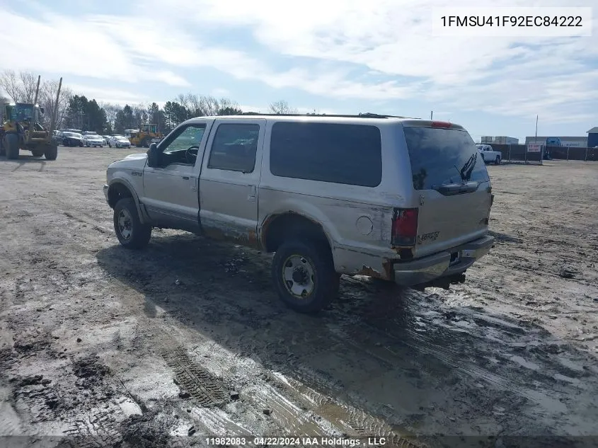 2002 Ford Excursion VIN: 1FMSU41F92EC84222 Lot: 11982083