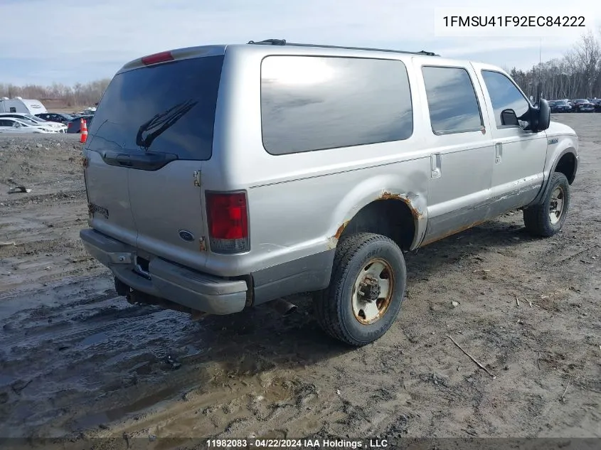 2002 Ford Excursion VIN: 1FMSU41F92EC84222 Lot: 11982083