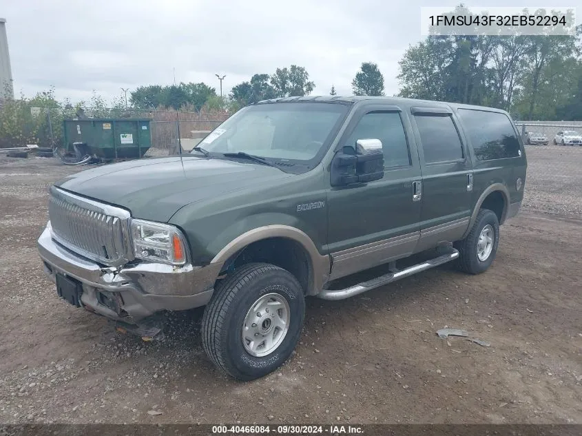 2002 Ford Excursion Limited VIN: 1FMSU43F32EB52294 Lot: 40466084