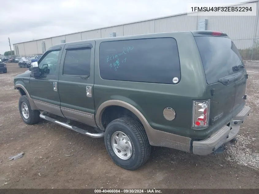 2002 Ford Excursion Limited VIN: 1FMSU43F32EB52294 Lot: 40466084