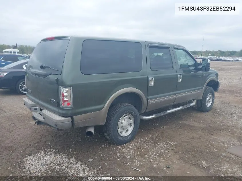 2002 Ford Excursion Limited VIN: 1FMSU43F32EB52294 Lot: 40466084