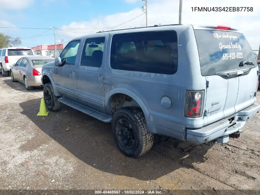 2002 Ford Excursion Limited VIN: 1FMNU43S42EB87758 Lot: 40469567