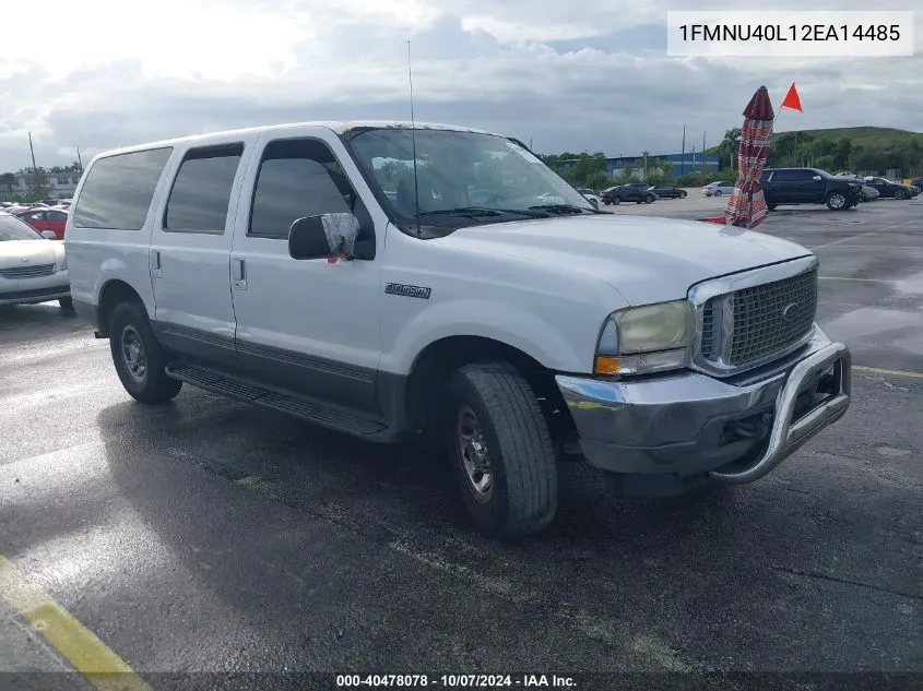 2002 Ford Excursion Xlt VIN: 1FMNU40L12EA14485 Lot: 40478078