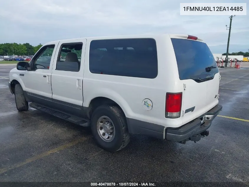 2002 Ford Excursion Xlt VIN: 1FMNU40L12EA14485 Lot: 40478078