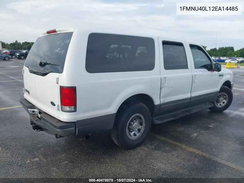 2002 Ford Excursion Xlt VIN: 1FMNU40L12EA14485 Lot: 40478078