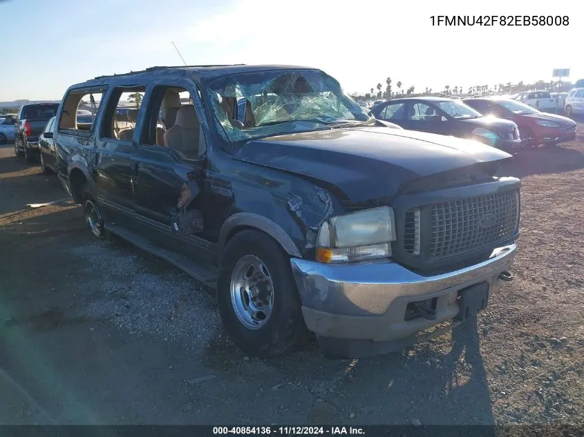 2002 Ford Excursion Limited VIN: 1FMNU42F82EB58008 Lot: 40854136