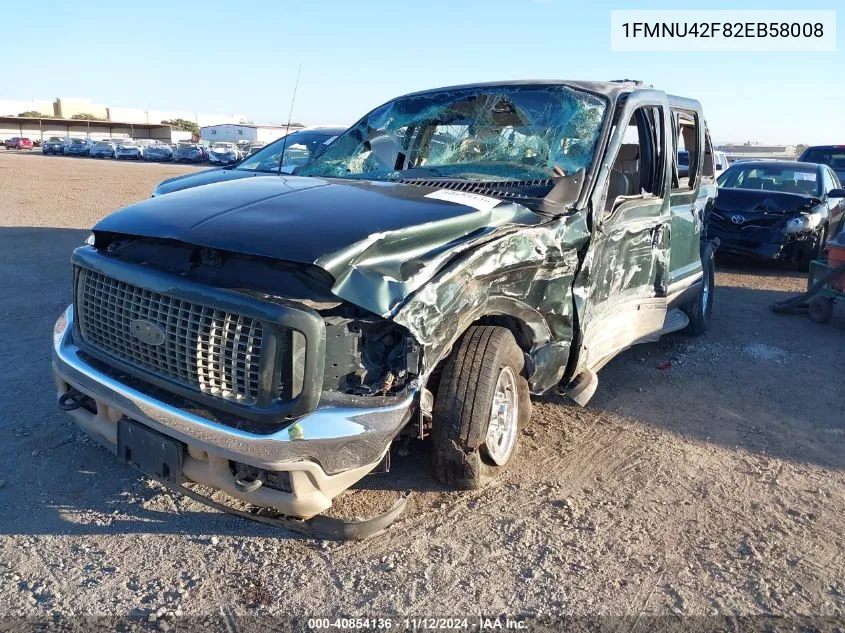 2002 Ford Excursion Limited VIN: 1FMNU42F82EB58008 Lot: 40854136