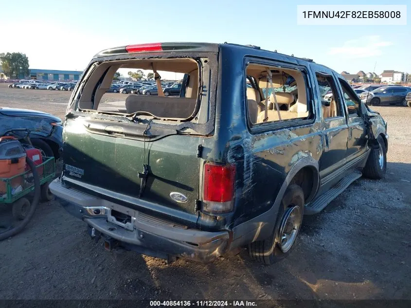 2002 Ford Excursion Limited VIN: 1FMNU42F82EB58008 Lot: 40854136