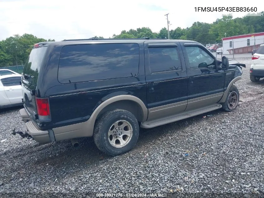 2003 Ford Excursion Eddie Bauer VIN: 1FMSU45P43EB83660 Lot: 39921275