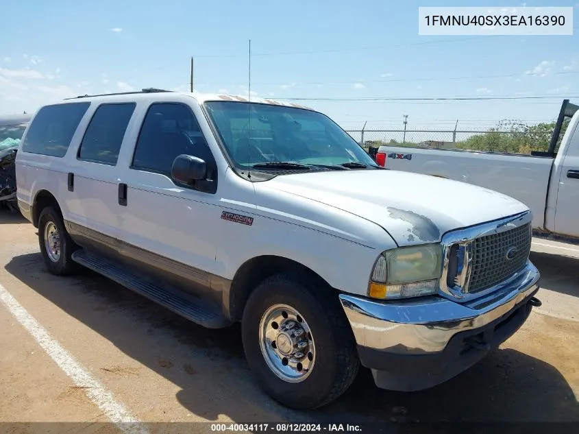 2003 Ford Excursion Xlt VIN: 1FMNU40SX3EA16390 Lot: 40034117