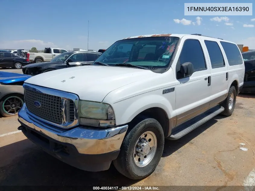 2003 Ford Excursion Xlt VIN: 1FMNU40SX3EA16390 Lot: 40034117