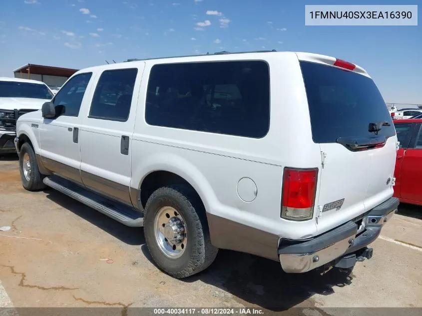 2003 Ford Excursion Xlt VIN: 1FMNU40SX3EA16390 Lot: 40034117