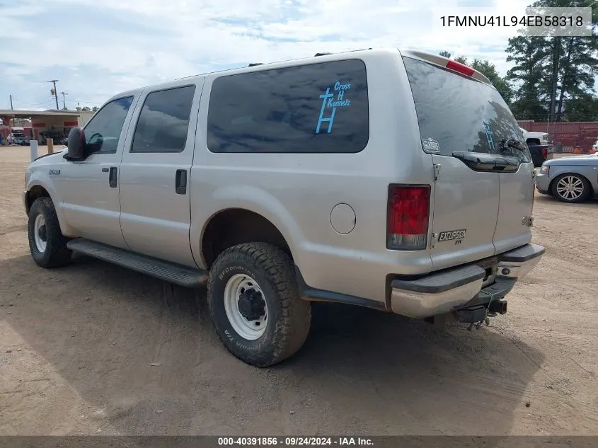 2004 Ford Excursion VIN: 1FMNU41L94EB58318 Lot: 40391856