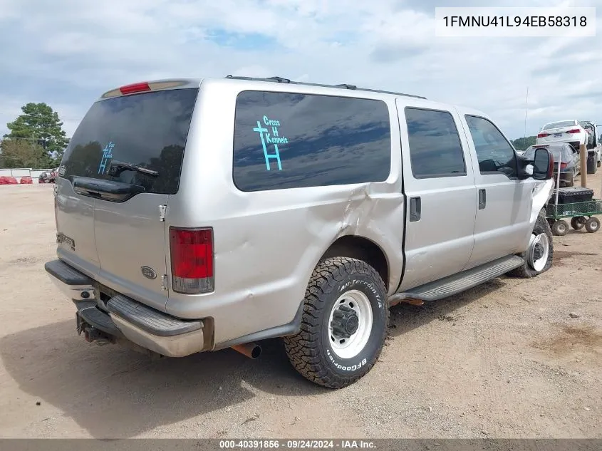 2004 Ford Excursion VIN: 1FMNU41L94EB58318 Lot: 40391856