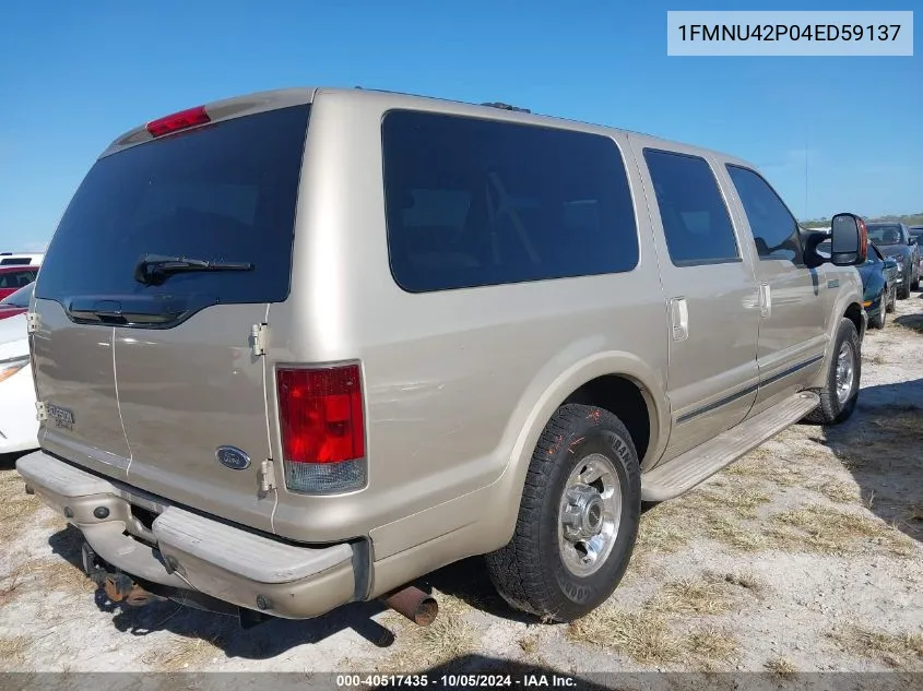 2004 Ford Excursion Limited VIN: 1FMNU42P04ED59137 Lot: 40517435