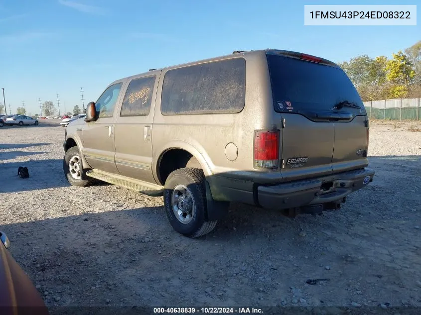 2004 Ford Excursion Limited VIN: 1FMSU43P24ED08322 Lot: 40638839