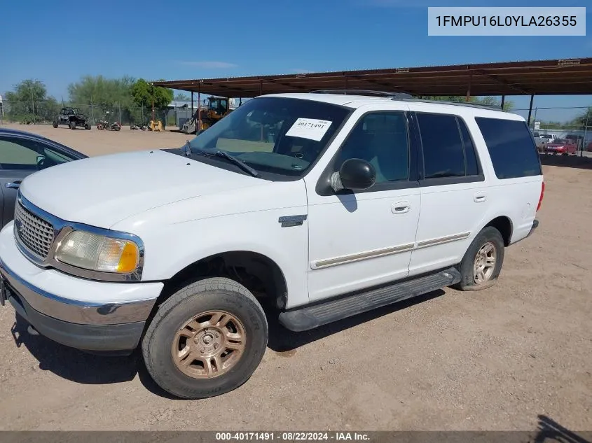 2000 Ford Expedition Xlt VIN: 1FMPU16L0YLA26355 Lot: 40171491