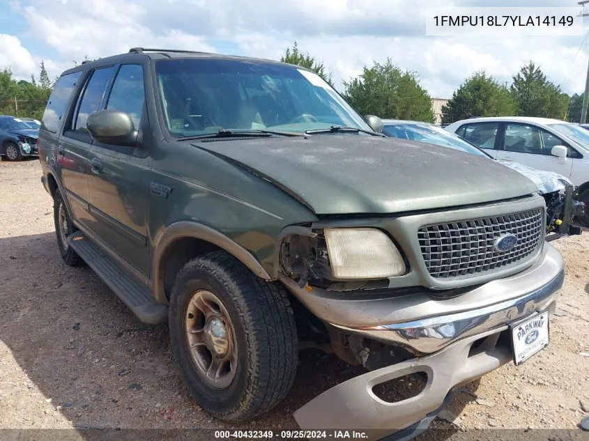 2000 Ford Expedition Eddie Bauer VIN: 1FMPU18L7YLA14149 Lot: 40432349