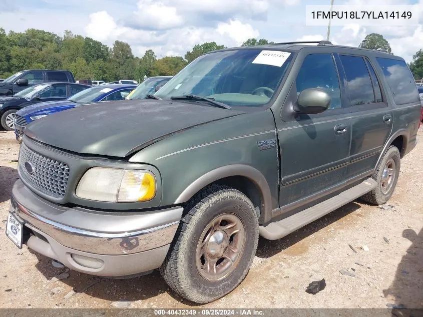 2000 Ford Expedition Eddie Bauer VIN: 1FMPU18L7YLA14149 Lot: 40432349