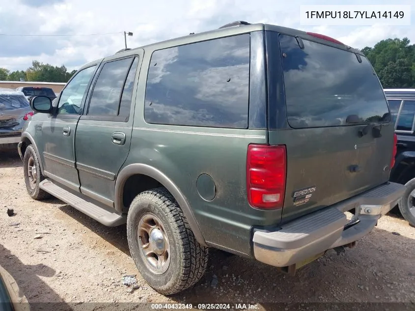 2000 Ford Expedition Eddie Bauer VIN: 1FMPU18L7YLA14149 Lot: 40432349