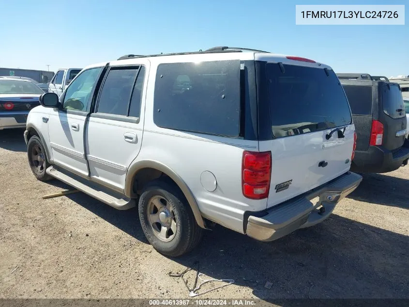 2000 Ford Expedition Eddie Bauer VIN: 1FMRU17L3YLC24726 Lot: 40613987