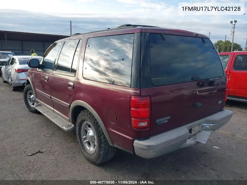 2000 Ford Expedition Eddie Bauer VIN: 1FMRU17L7YLC42128 Lot: 40778030