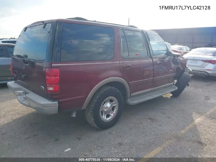 2000 Ford Expedition Eddie Bauer VIN: 1FMRU17L7YLC42128 Lot: 40778030