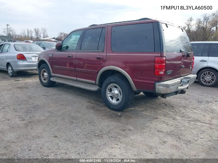 2000 Ford Expedition Eddie Bauer VIN: 1FMPU18L3YLA60500 Lot: 40912185