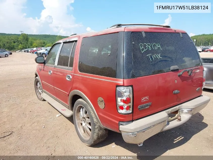 2001 Ford Expedition Eddie Bauer VIN: 1FMRU17W51LB38124 Lot: 40160828