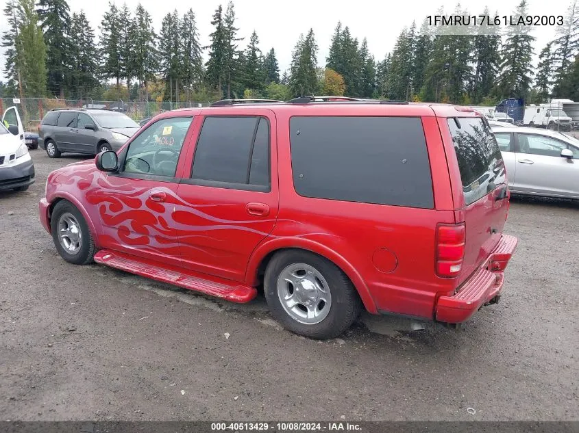 2001 Ford Expedition Eddie Bauer VIN: 1FMRU17L61LA92003 Lot: 40513429