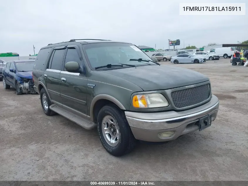 2001 Ford Expedition Eddie Bauer VIN: 1FMRU17L81LA15911 Lot: 40699339