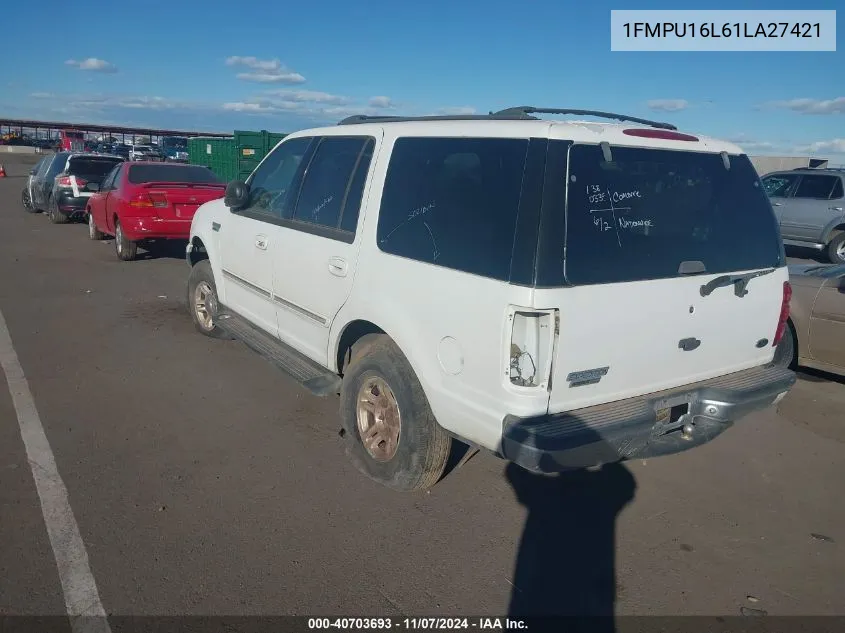 2001 Ford Expedition Xlt VIN: 1FMPU16L61LA27421 Lot: 40703693