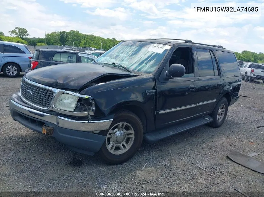 2002 Ford Expedition Xlt VIN: 1FMRU15W32LA74685 Lot: 39620302